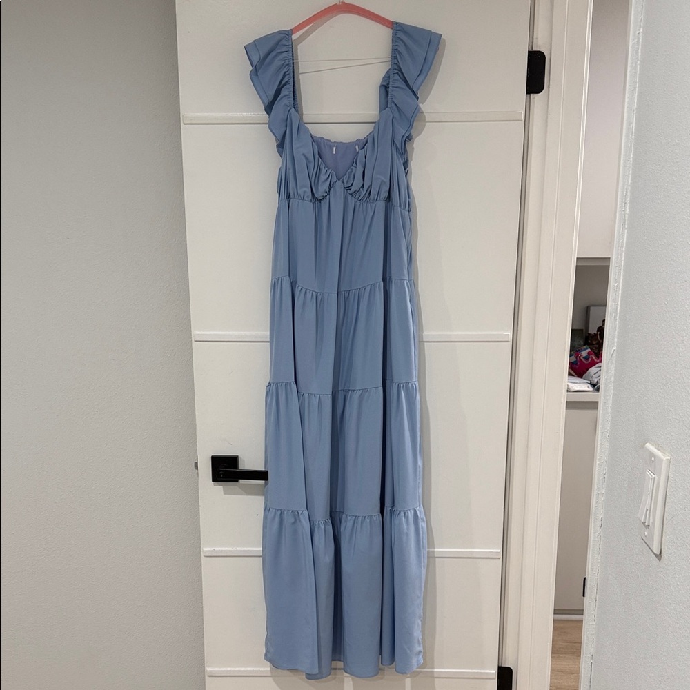 Source Unknown Light Blue Tiered Maxi Dress